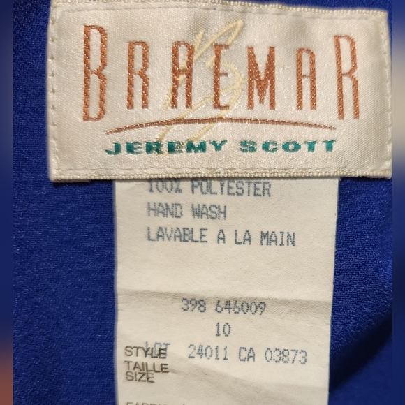 Vintage Braemar Blue Wrap Dress with Shoulder Pads - Picture 5 of 5